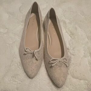 ANTONIO MELANI Cream Embellished Flats
